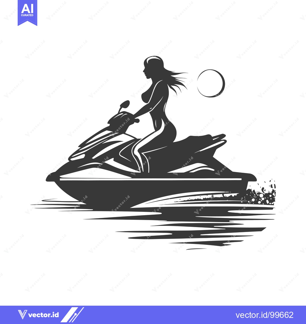 Premium Vector dari Silhouette of a Woman Riding a Jet Ski