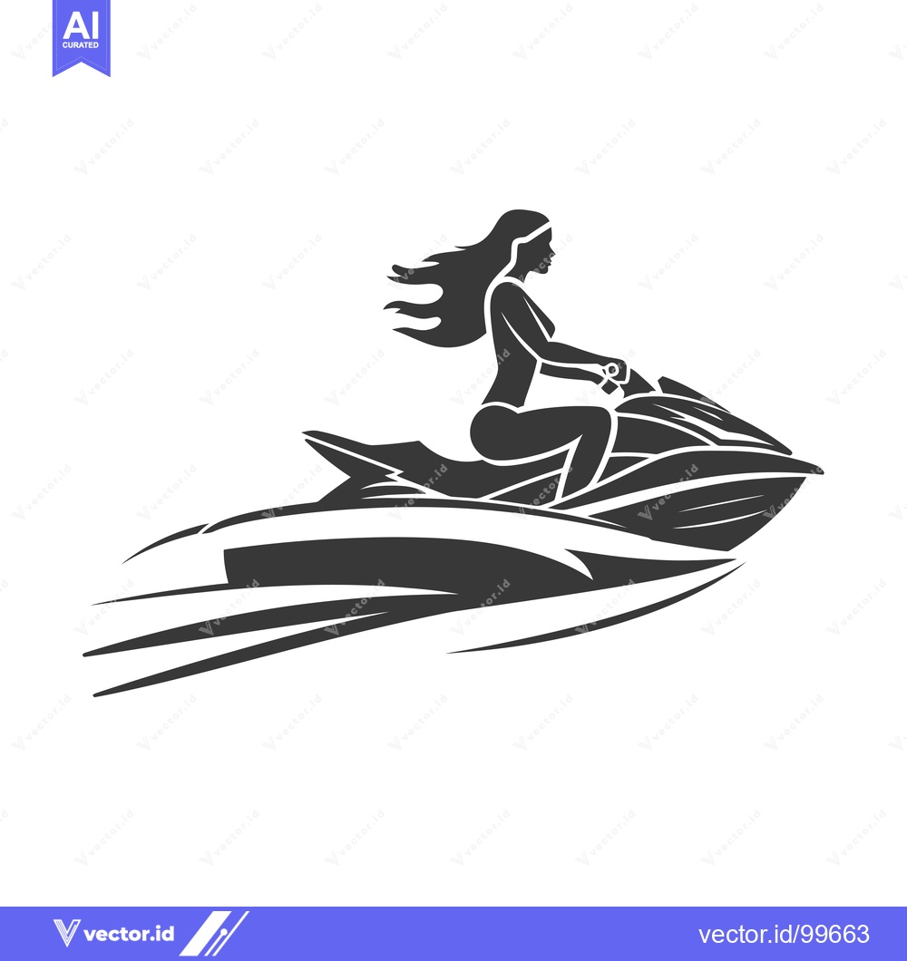 Premium Vector of Silhouette of a Woman Riding a Jet Ski