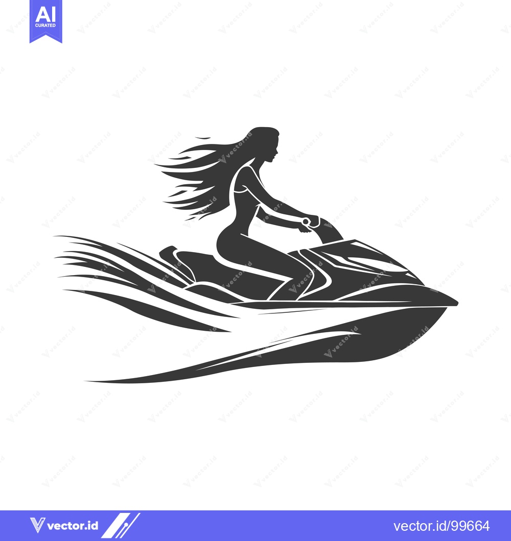 Premium Vector dari Silhouette of a Woman Riding a Jet Ski