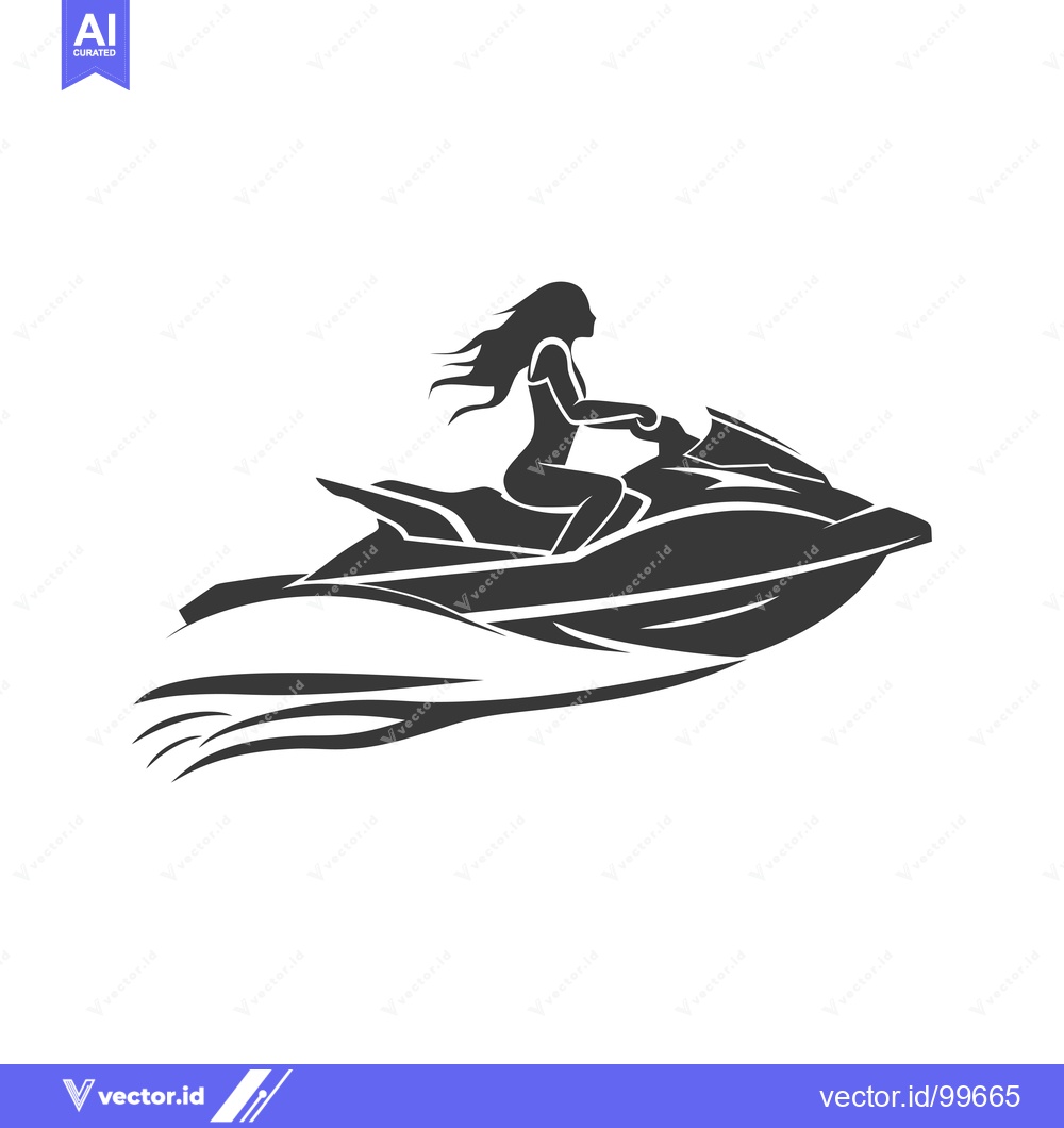 Premium Vector dari Silhouette of a Woman Riding a Jet Ski
