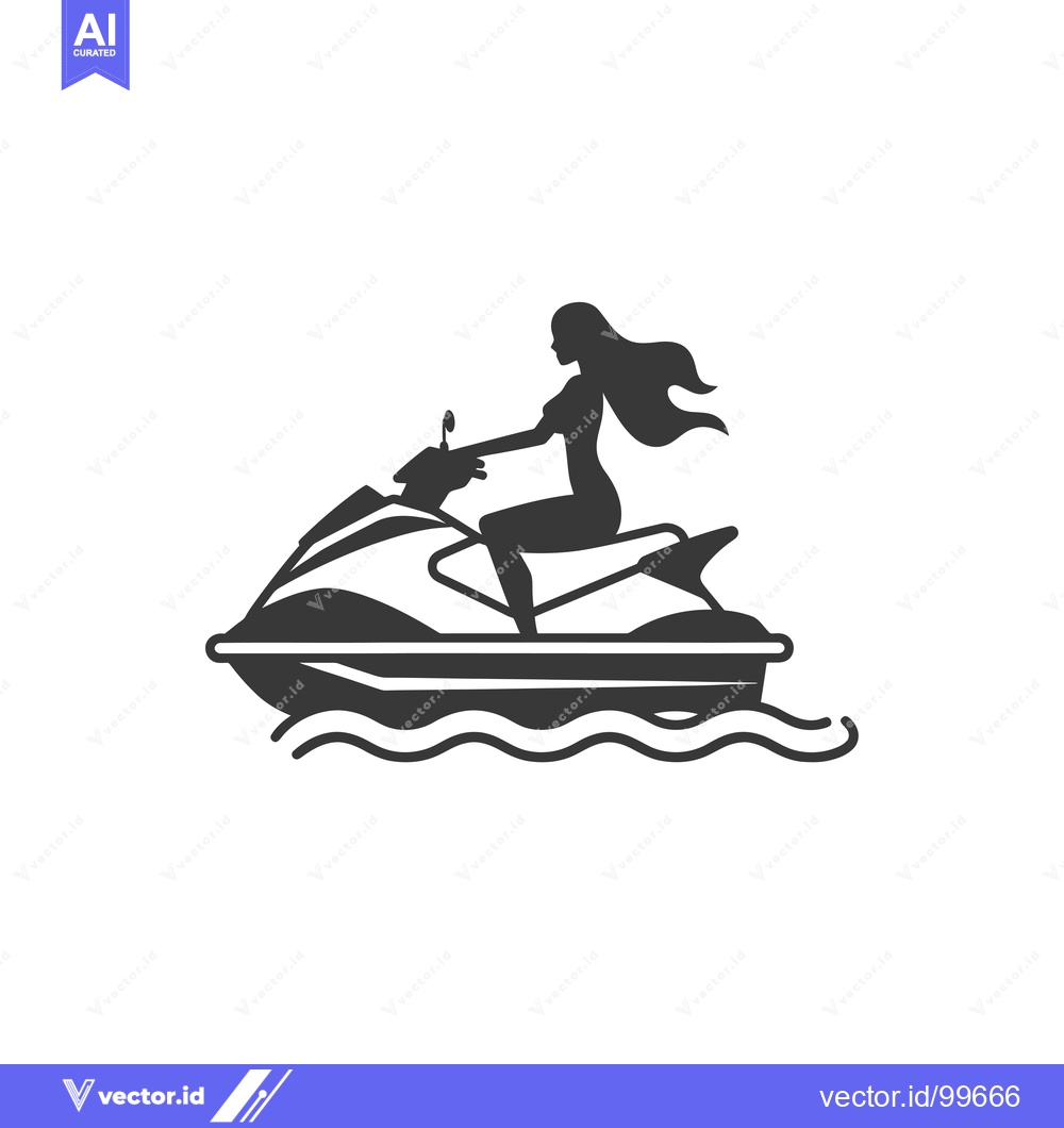 Premium Vector dari Silhouette of a Woman Riding a Jet Ski
