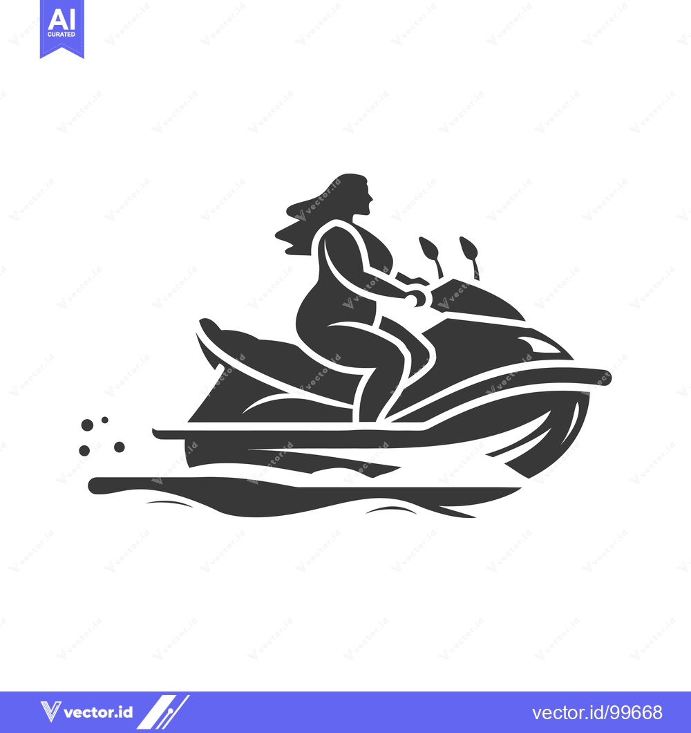 Premium Vector dari Silhouette of a woman riding a jet ski on water