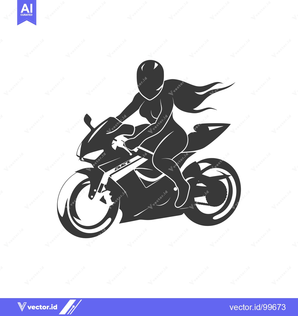 Premium Vector of Silhouette of a Woman Riding a Motorcycle