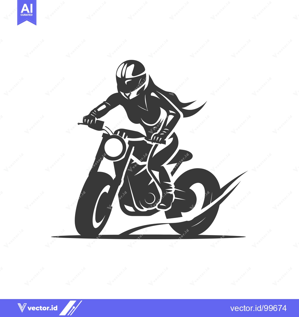Premium Vector dari Silhouette of a woman riding a motorcycle