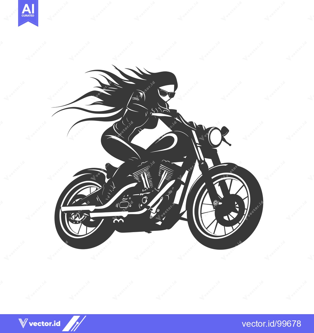 Premium Vector dari Silhouette of a woman riding a motorcycle with long flowing hair