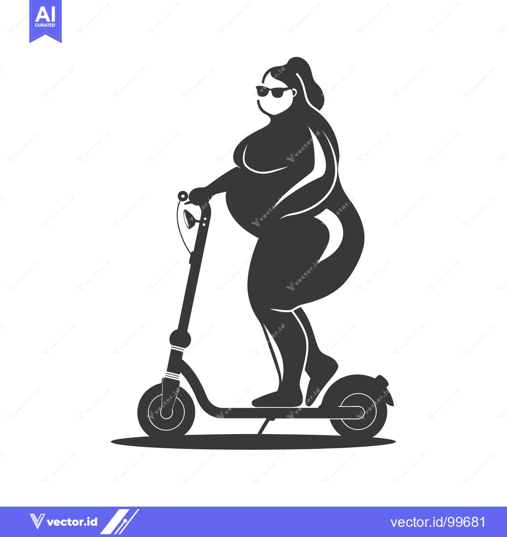 Premium Vector of Silhouette of a Woman Riding an Electric Scooter