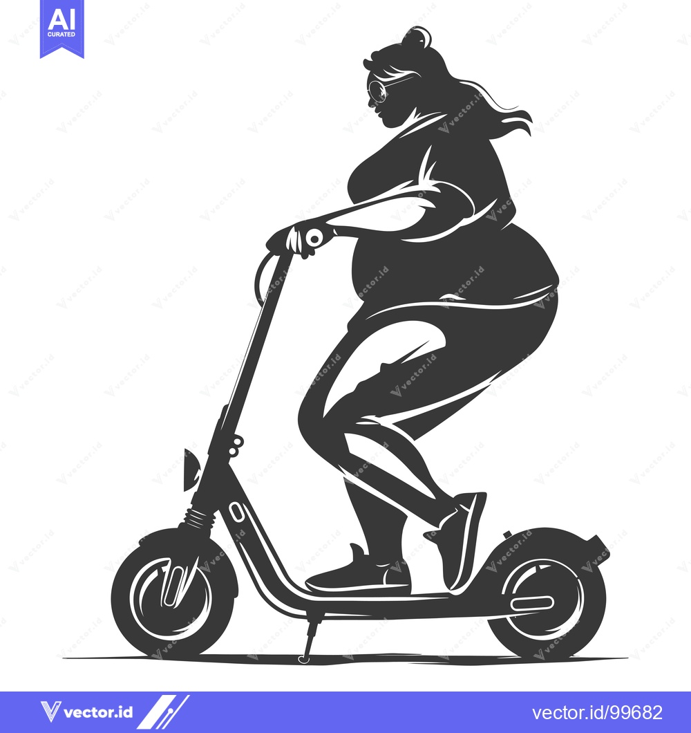 Premium Vector of Silhouette of a Woman Riding an Electric Scooter