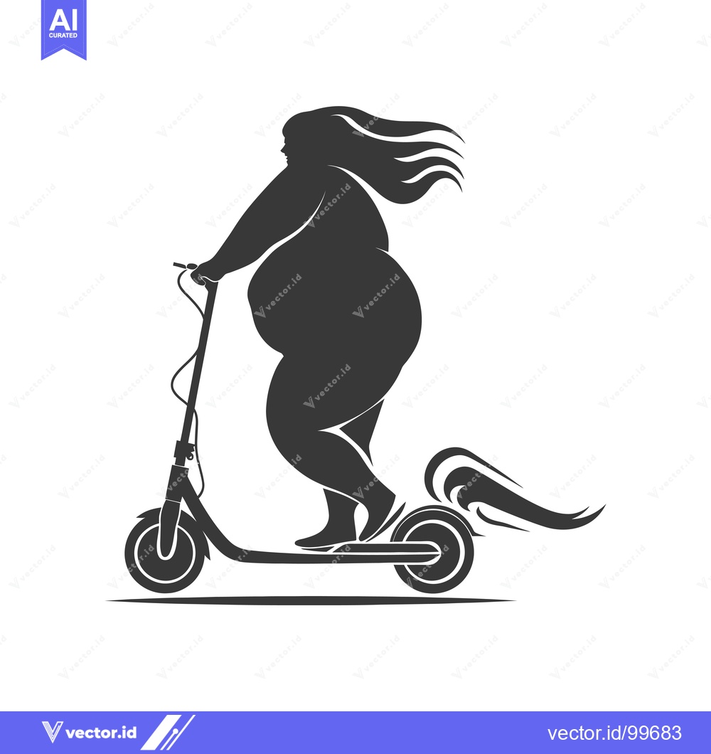 Premium Vector dari Silhouette of a Woman Riding an Electric Scooter