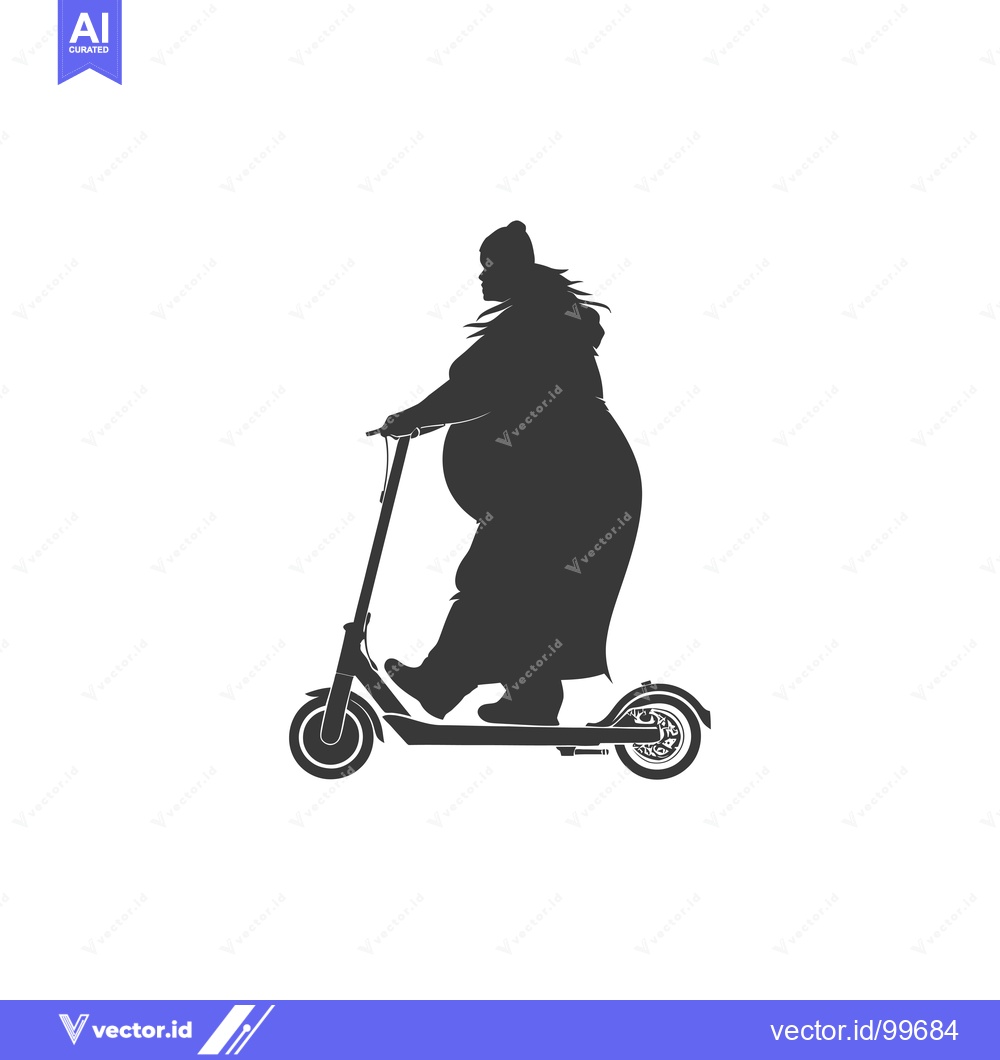 Premium Vector dari Silhouette of a Woman Riding an Electric Scooter