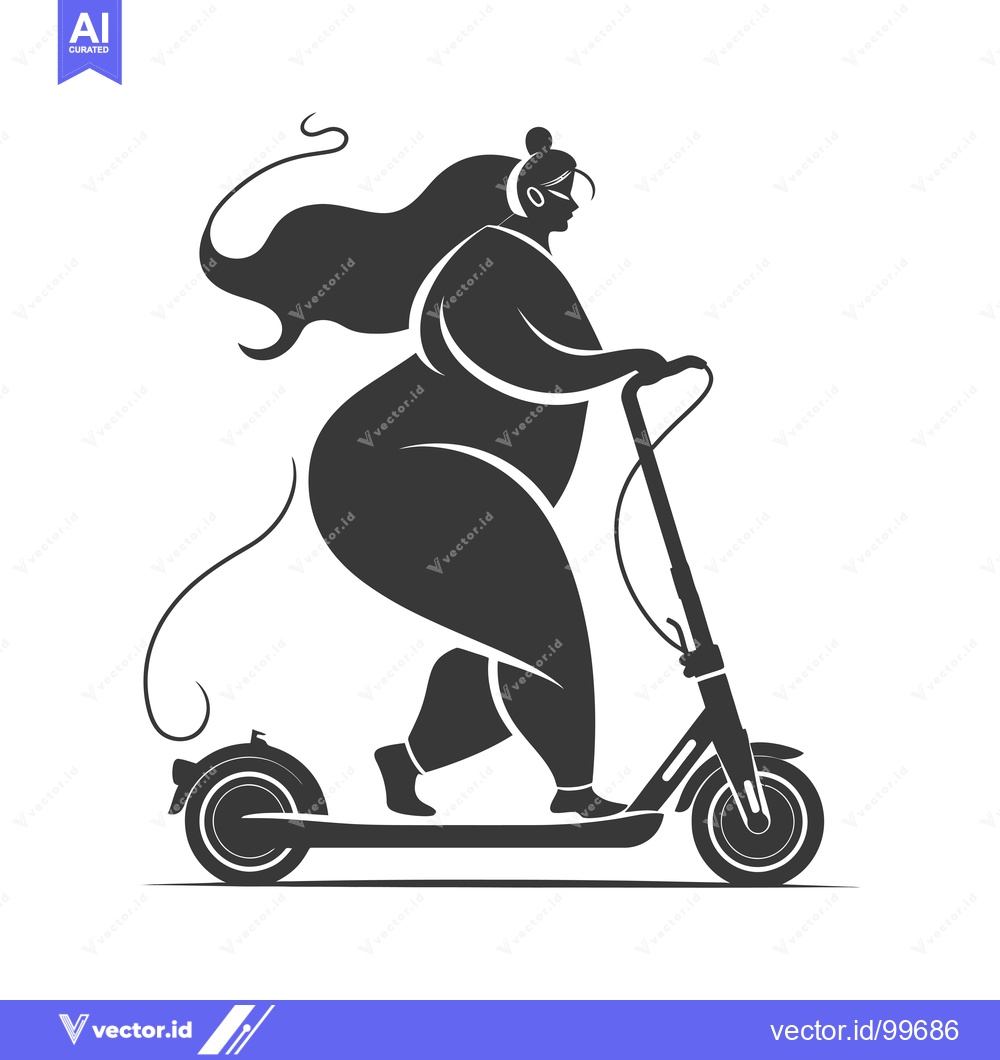Premium Vector of Silhouette of a Woman Riding an Electric Scooter