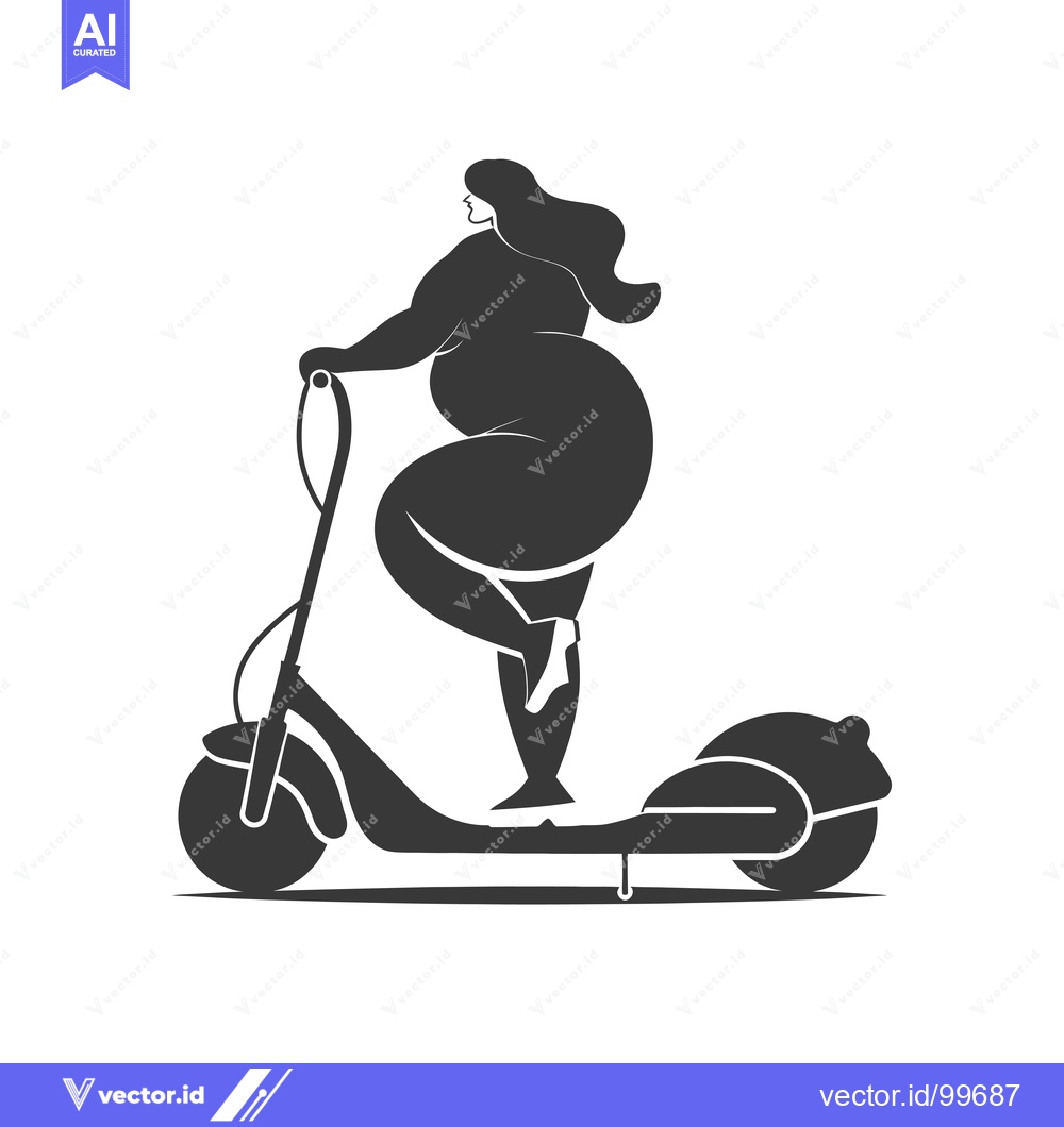 Premium Vector dari Silhouette of a Woman Riding an Electric Scooter