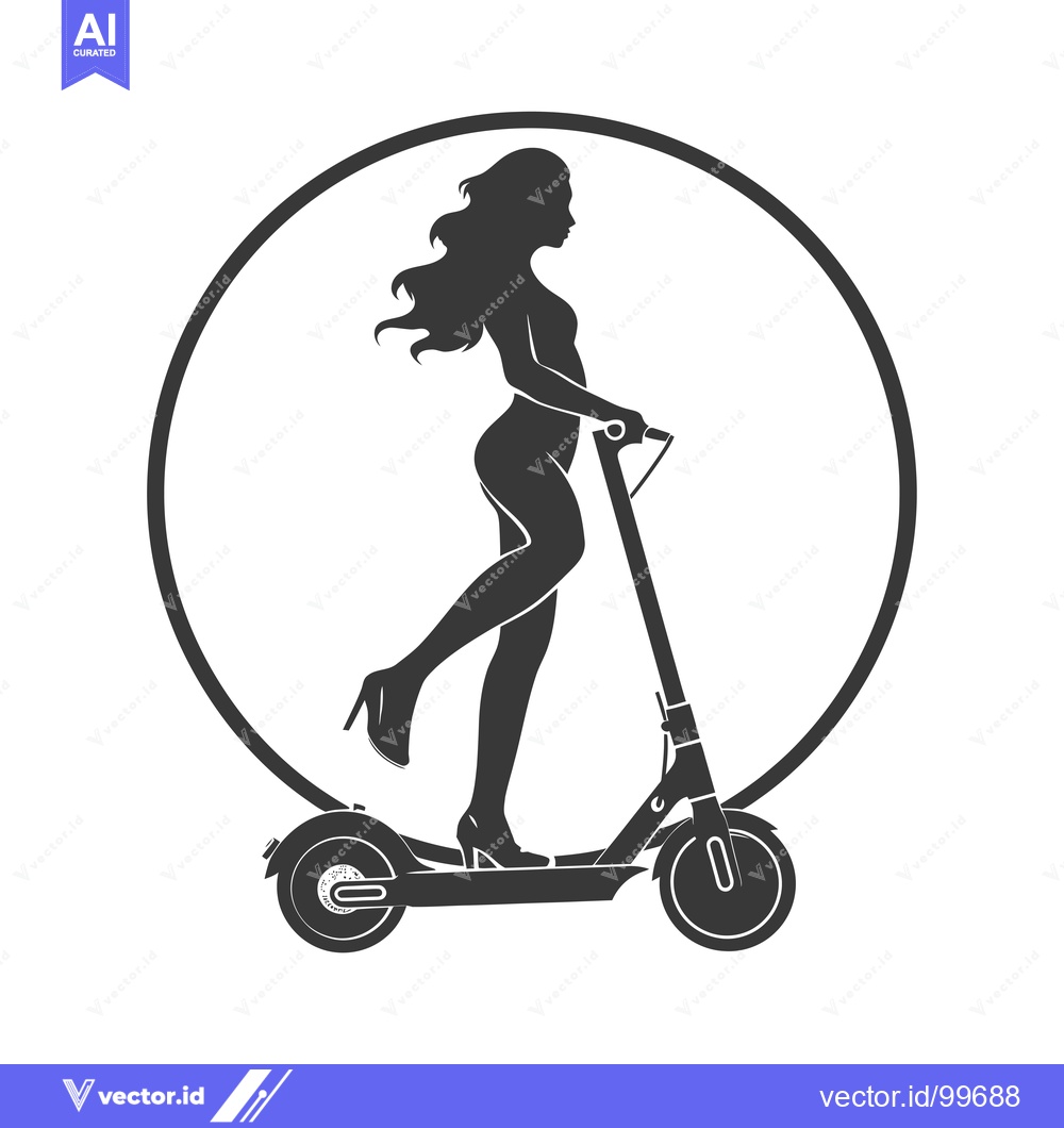 Premium Vector dari Silhouette of a Woman Riding an Electric Scooter