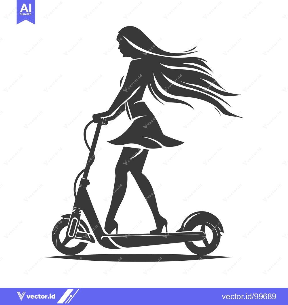 Premium Vector of Silhouette of a Woman Riding an Electric Scooter