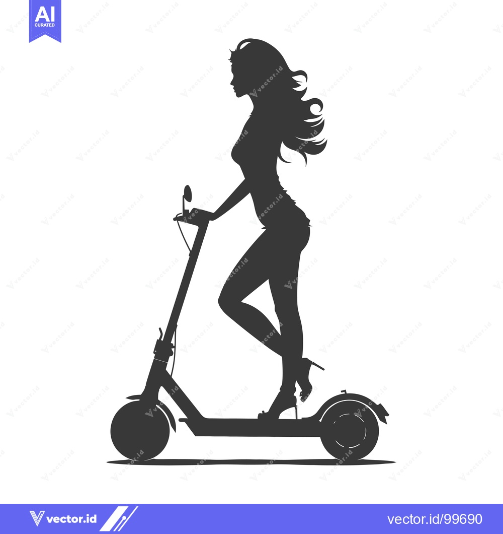 Premium Vector dari Silhouette of a Woman Riding an Electric Scooter