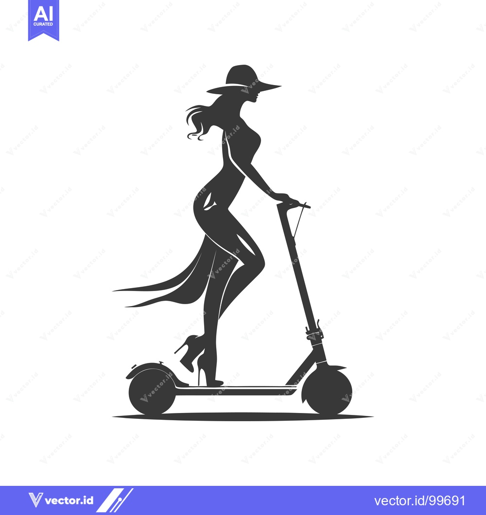 Premium Vector of Silhouette of a woman riding an electric scooter