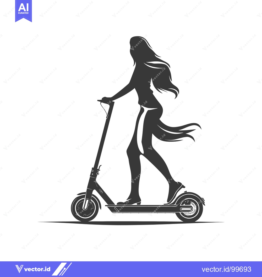 Premium Vector dari Silhouette of a Woman Riding an Electric Scooter