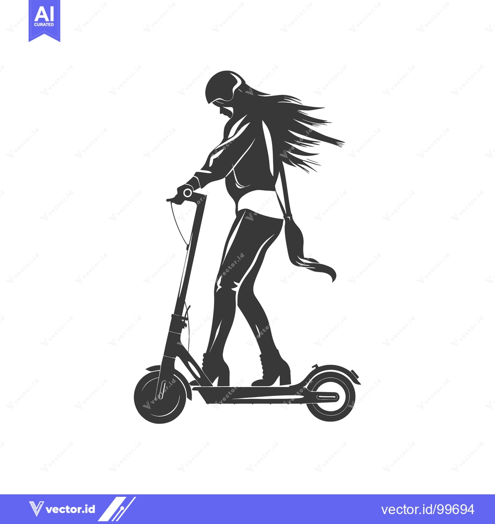 Premium Vector dari Silhouette of a woman riding an electric scooter