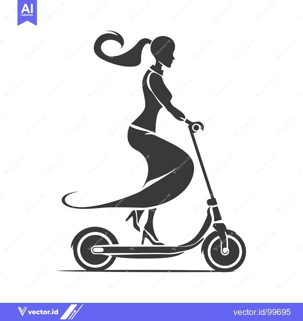 Premium Vector of Silhouette of a Woman Riding an Electric Scooter