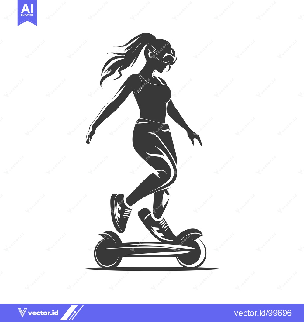 Premium Vector dari Silhouette of a Woman Riding an Electric Scooter