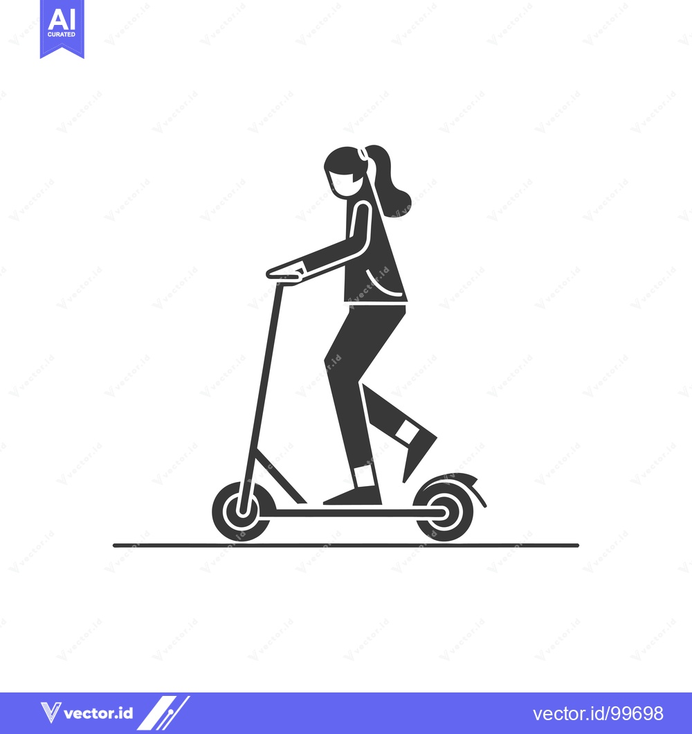 Premium Vector of Silhouette of a Woman Riding an Electric Scooter