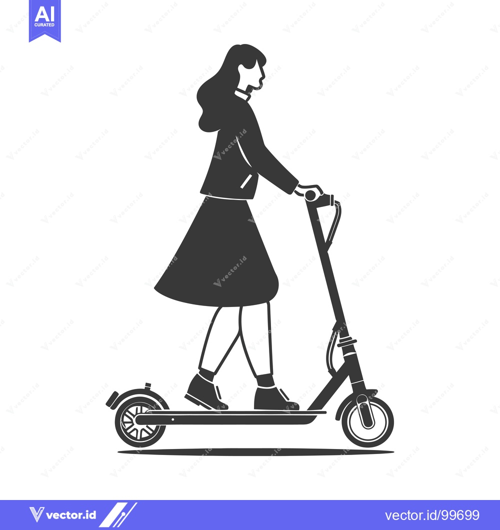 Premium Vector of Silhouette of a Woman Riding an Electric Scooter
