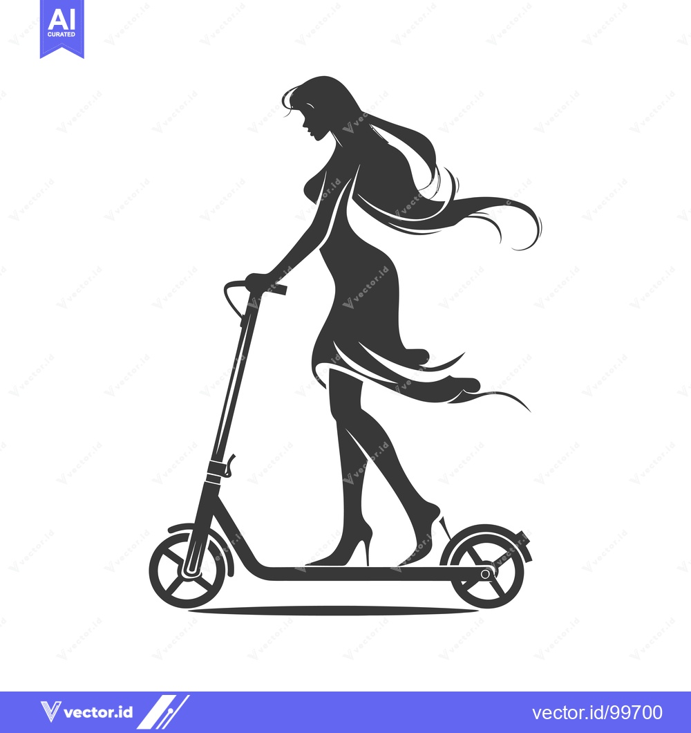 Premium Vector dari Silhouette of a Woman Riding a Scooter