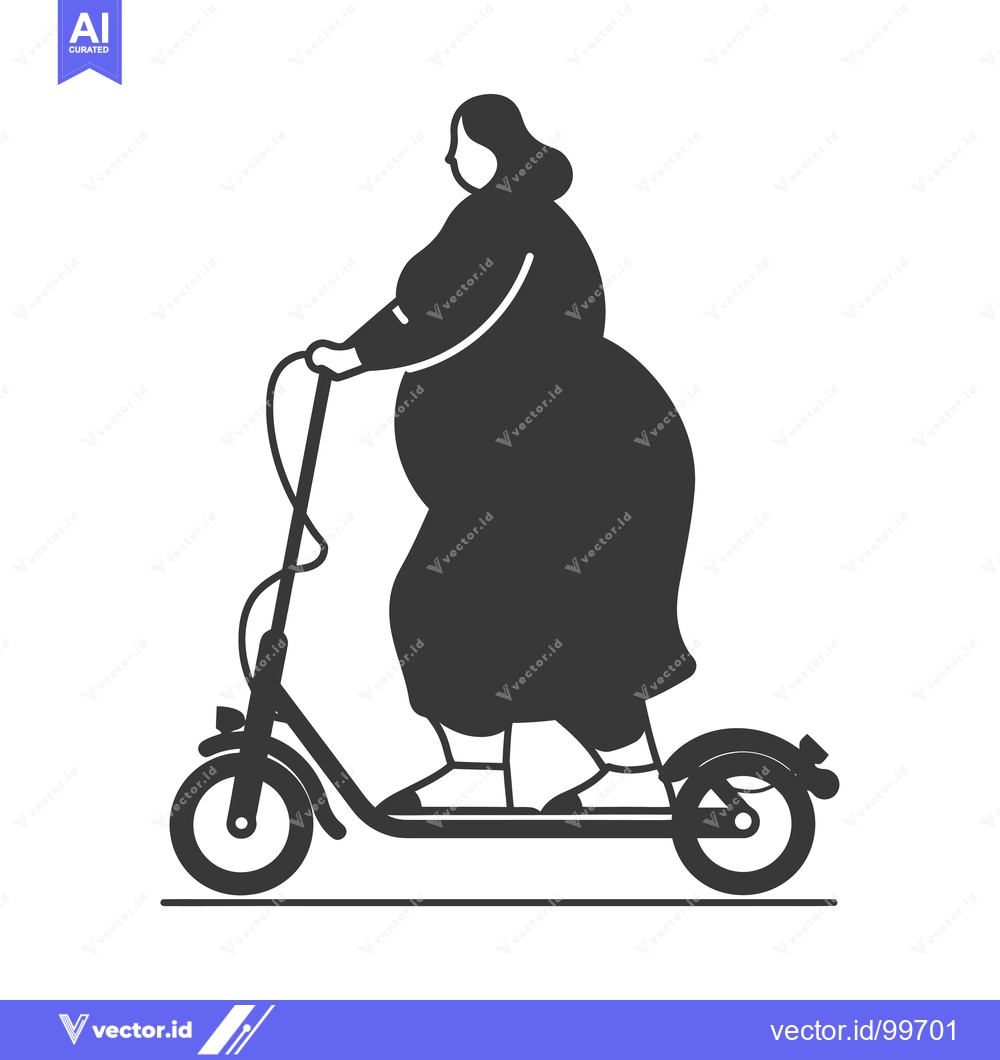 Premium Vector of Silhouette of a Woman Riding a Scooter