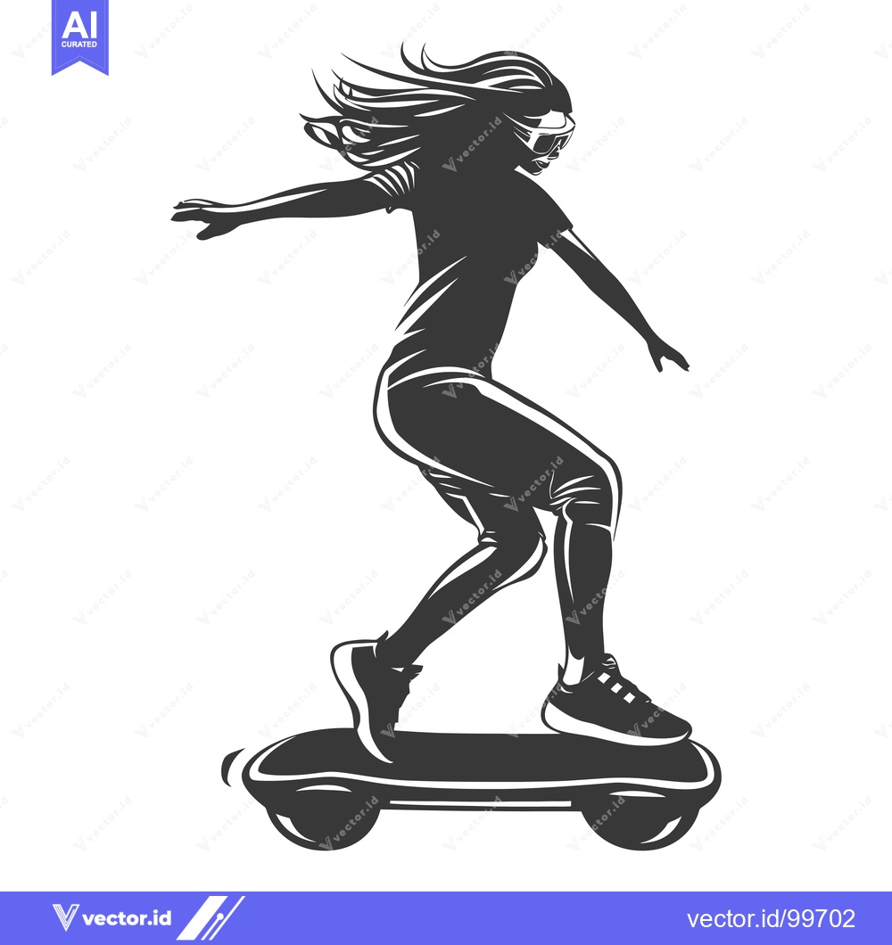 Premium Vector of Silhouette of a Woman Riding a Self-Balancing Electric Skateboard