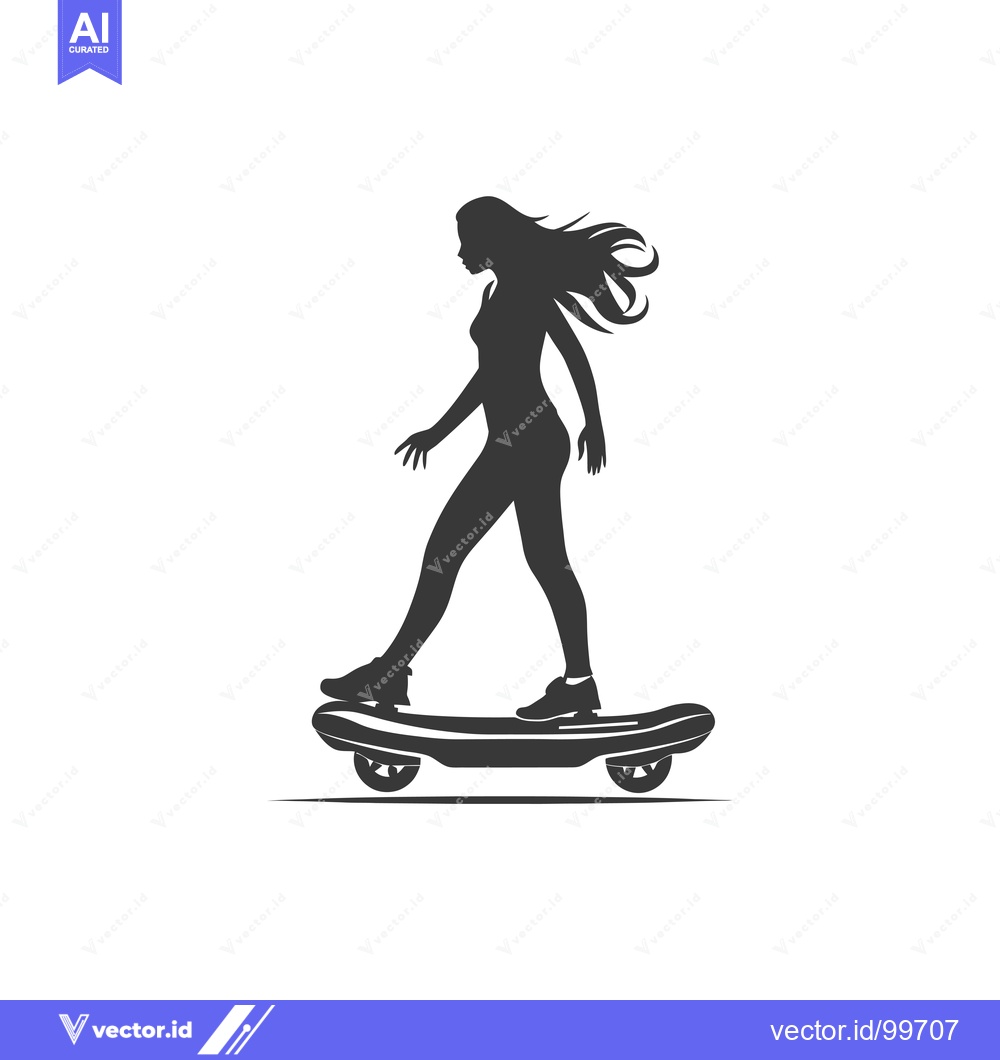 Premium Vector dari Silhouette of a Woman Riding a Skateboard