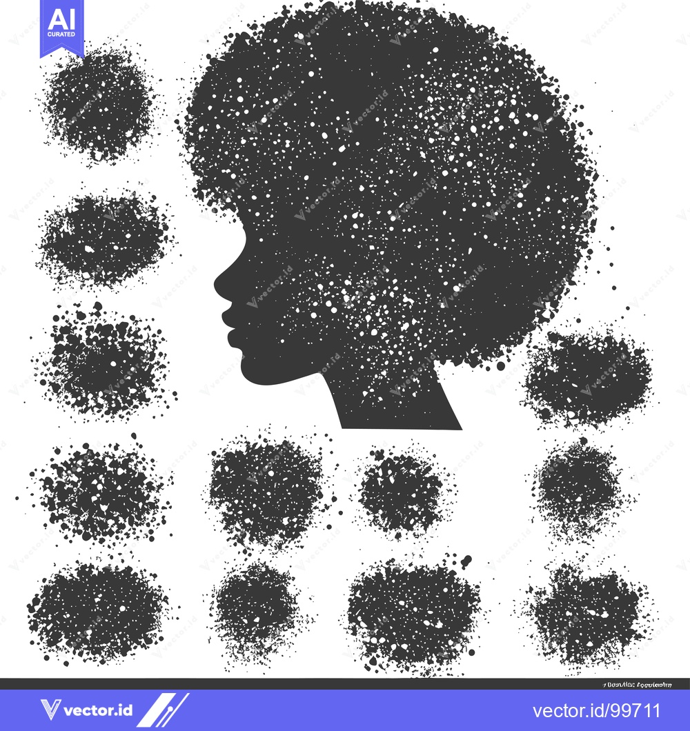 Premium Vector of Silhouette of a Woman's Head Composed of Scattered Black Shapes