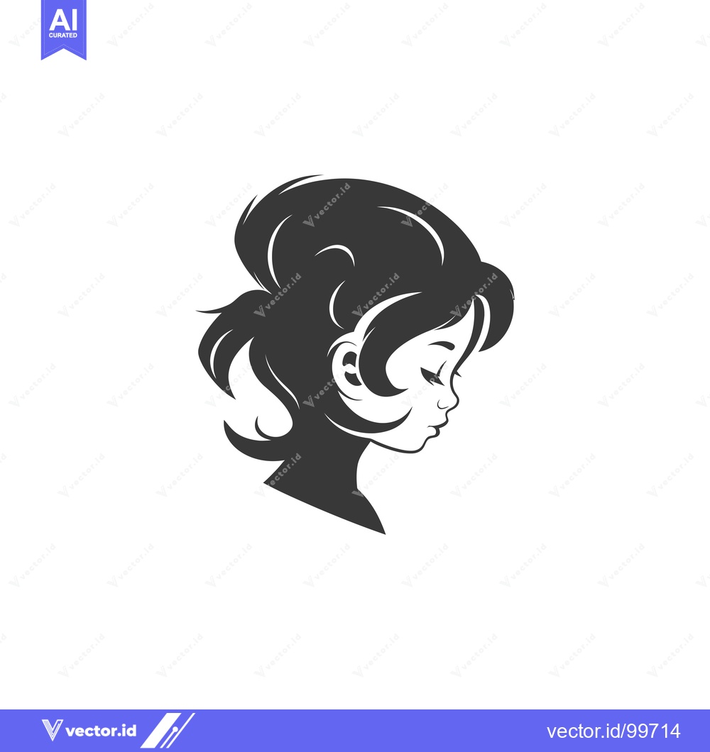 Premium Vector of Silhouette of a Woman's Head with Curly Hair