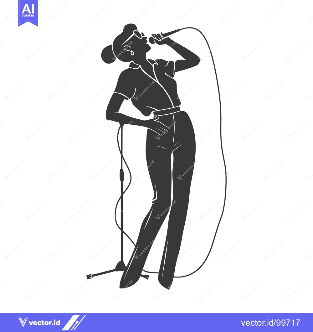 Premium Vector dari Silhouette of a Woman Singing into a Microphone