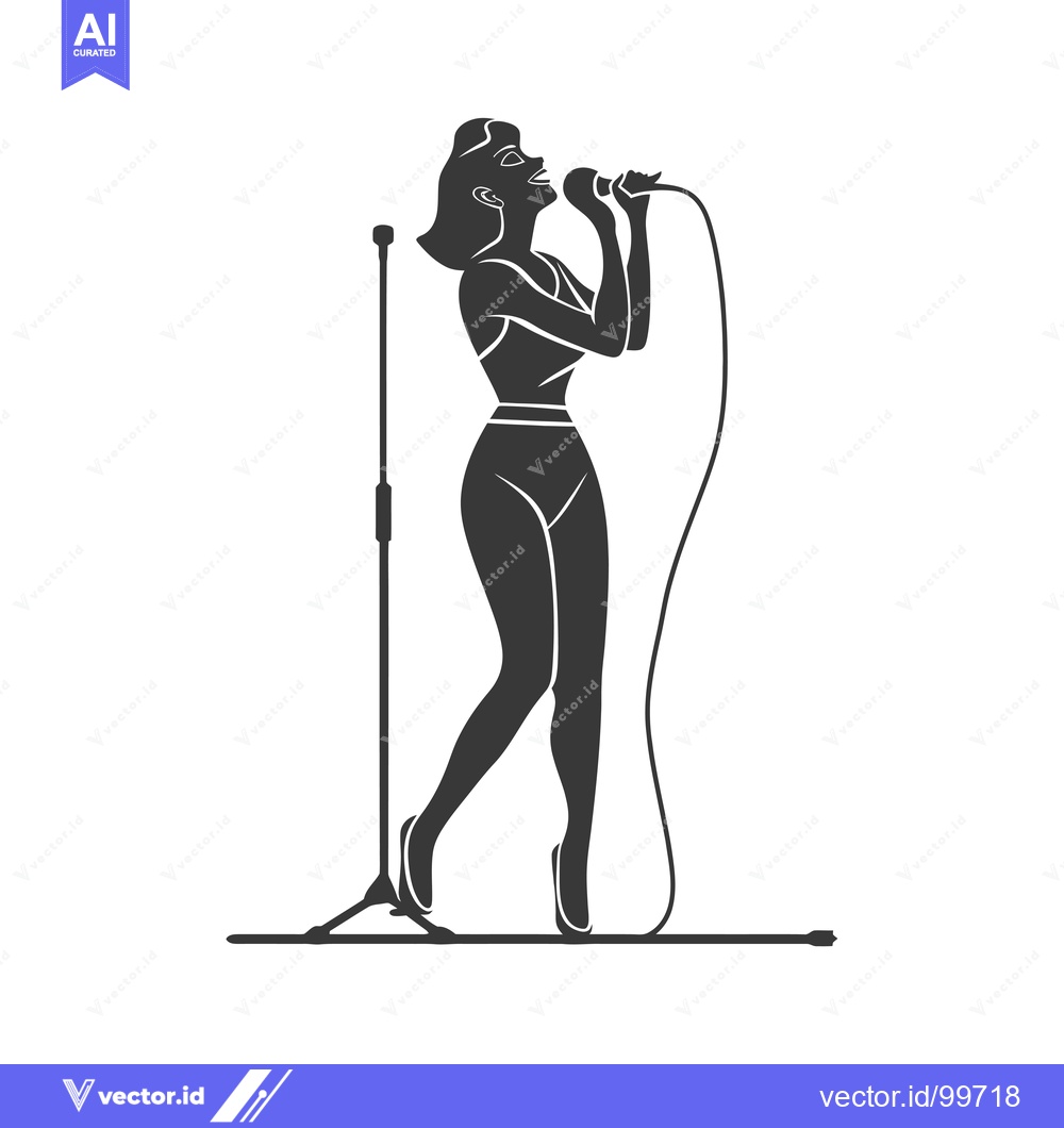 Premium Vector dari Silhouette of a Woman Singing into a Microphone