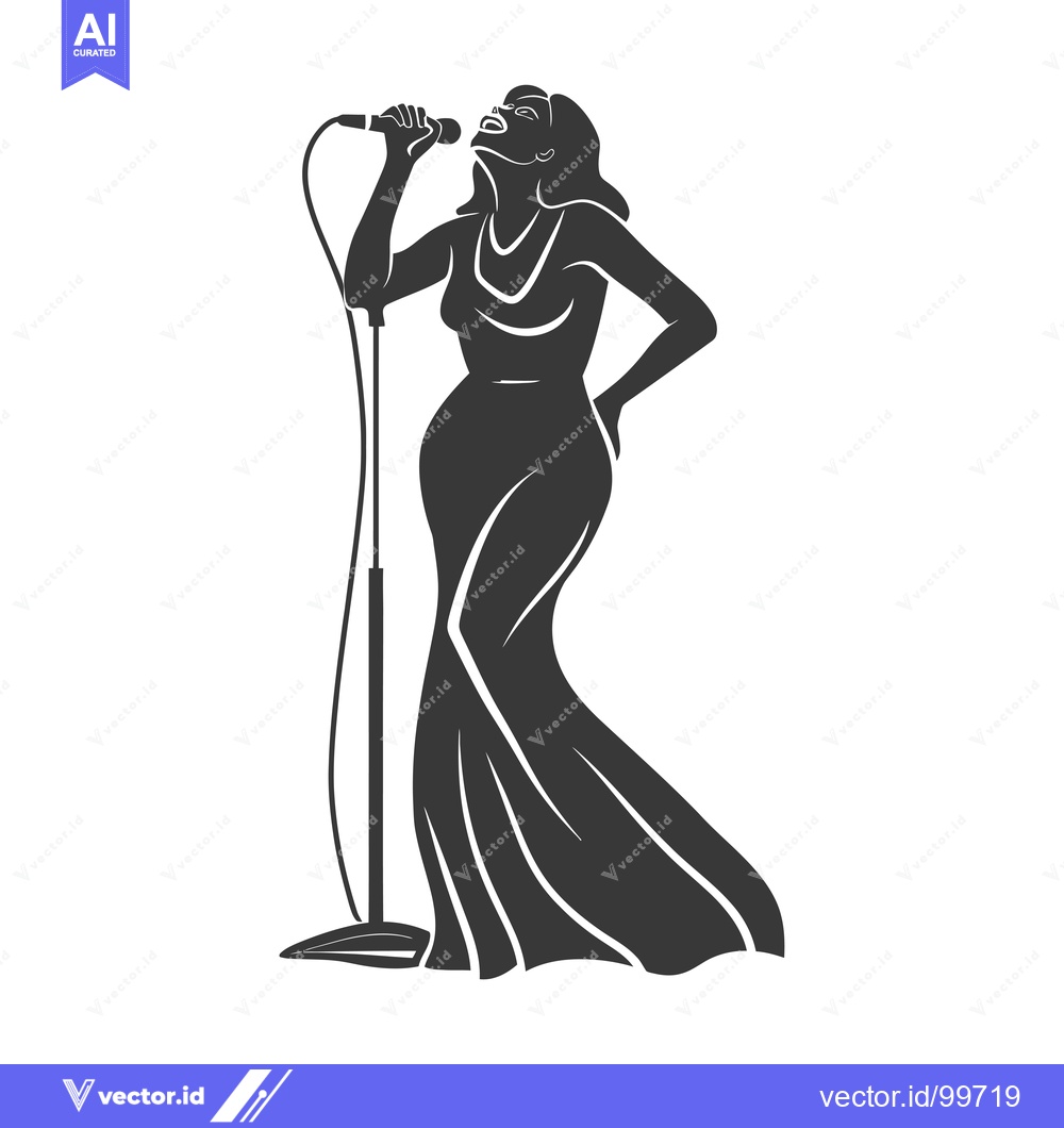 Premium Vector dari Silhouette of a woman singing into a microphone