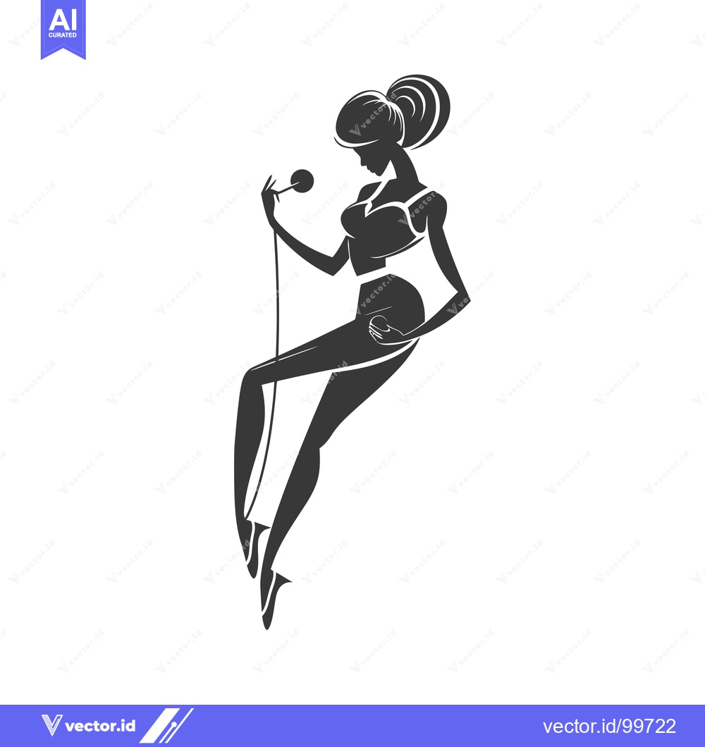 Premium Vector of Silhouette of a woman singing with a microphone