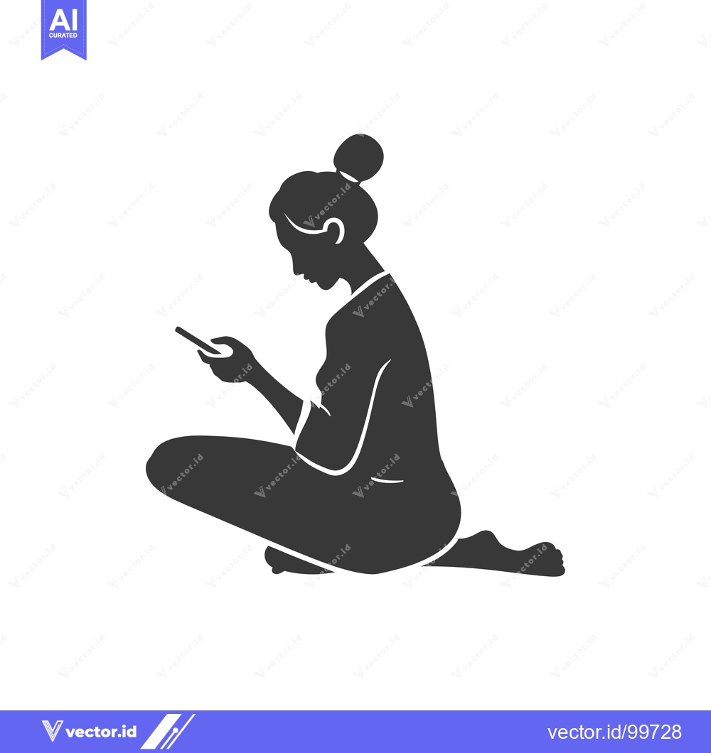 Premium Vector of Silhouette of a woman sitting and looking at her phone