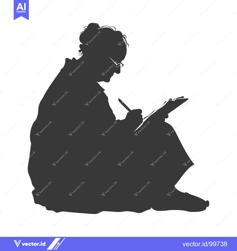 Premium Vector dari Silhouette of a Woman Sitting and Writing