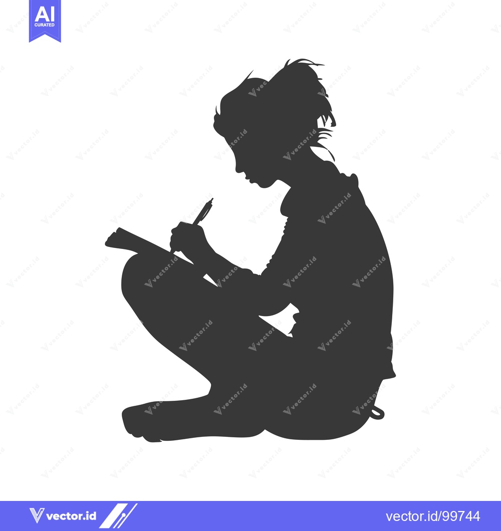 Premium Vector of Silhouette of a woman sitting and writing