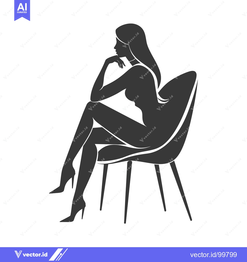 Premium Vector of Silhouette of a Woman Sitting in a Chair