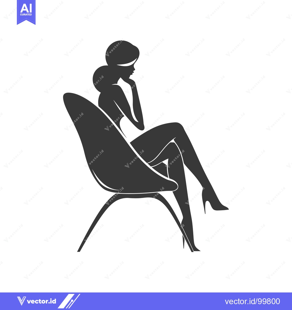 Premium Vector dari Silhouette of a Woman Sitting in a Chair