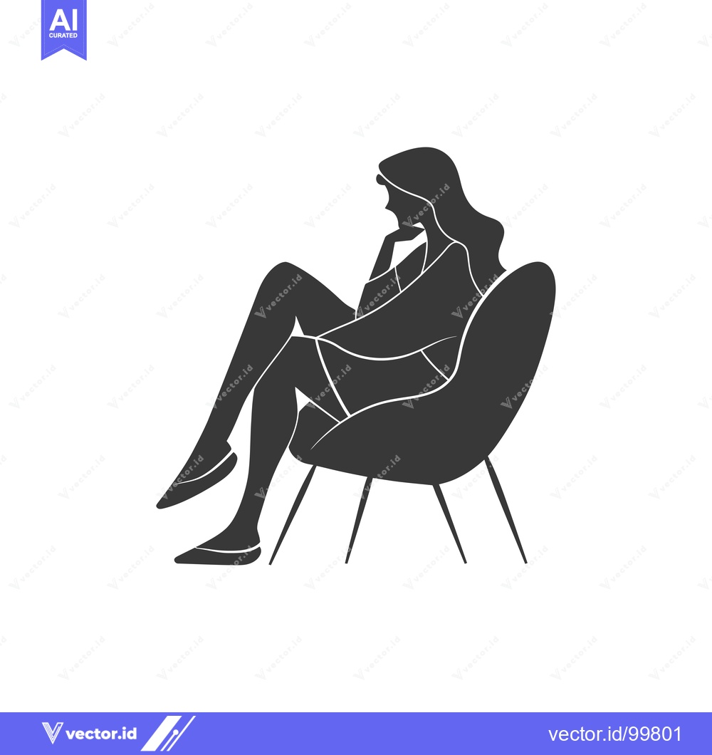 Premium Vector dari Silhouette of a Woman Sitting in a Chair and Thinking