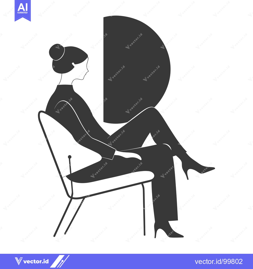 Premium Vector of Silhouette of a Woman Sitting in a Chair with a Half Circle Behind Her