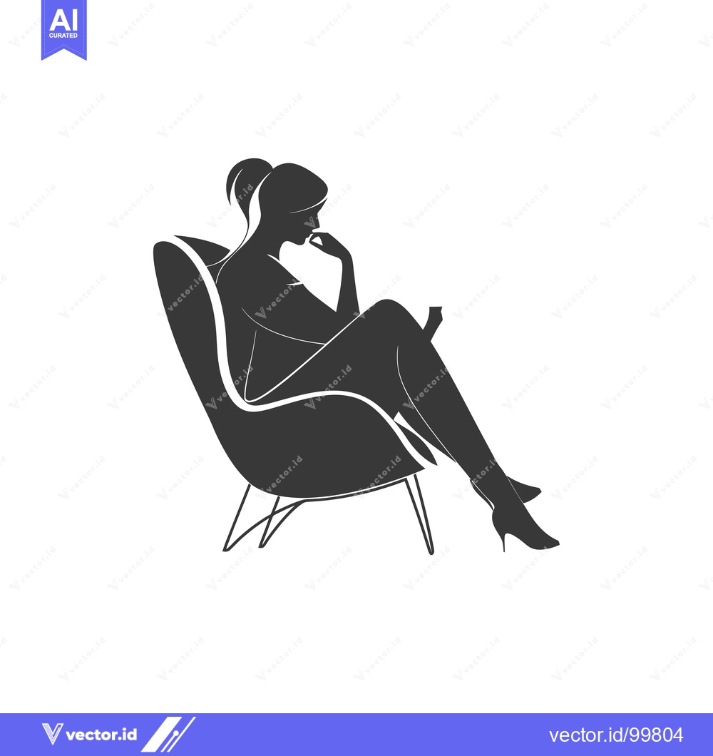 Premium Vector dari Silhouette of a Woman Sitting in a Chair with Her Chin in Her Hand