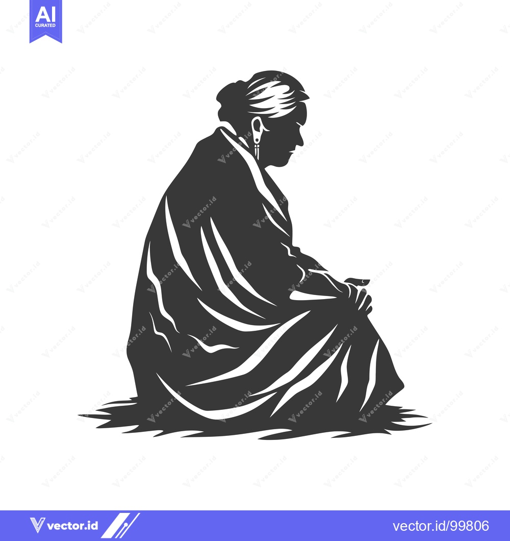 Premium Vector dari Silhouette of a Woman Sitting in a Folded Robe