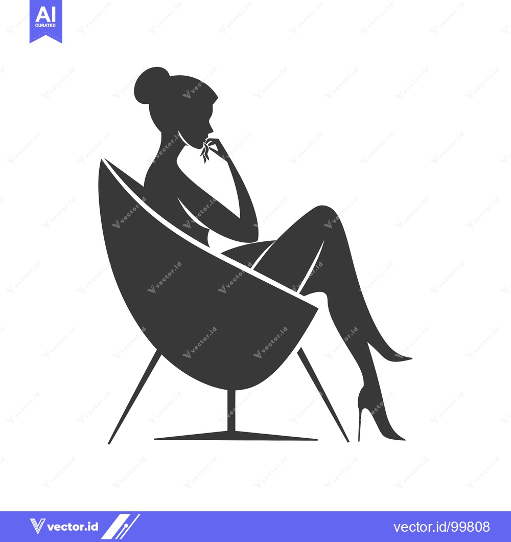 Premium Vector of Silhouette of a Woman Sitting in a Modern Chair