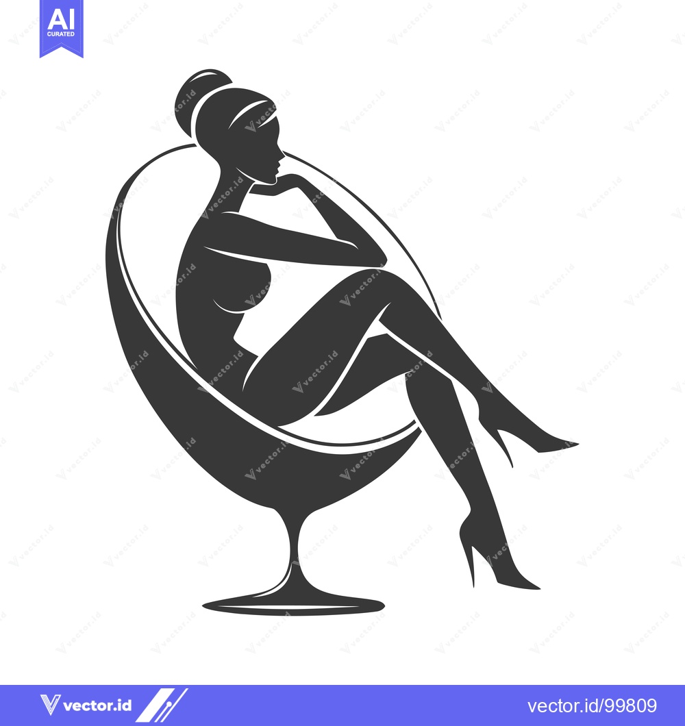 Premium Vector of Silhouette of a Woman Sitting in a Modern Chair
