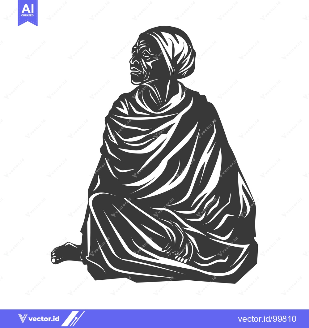 Premium Vector dari Silhouette of a woman sitting in a traditional robe