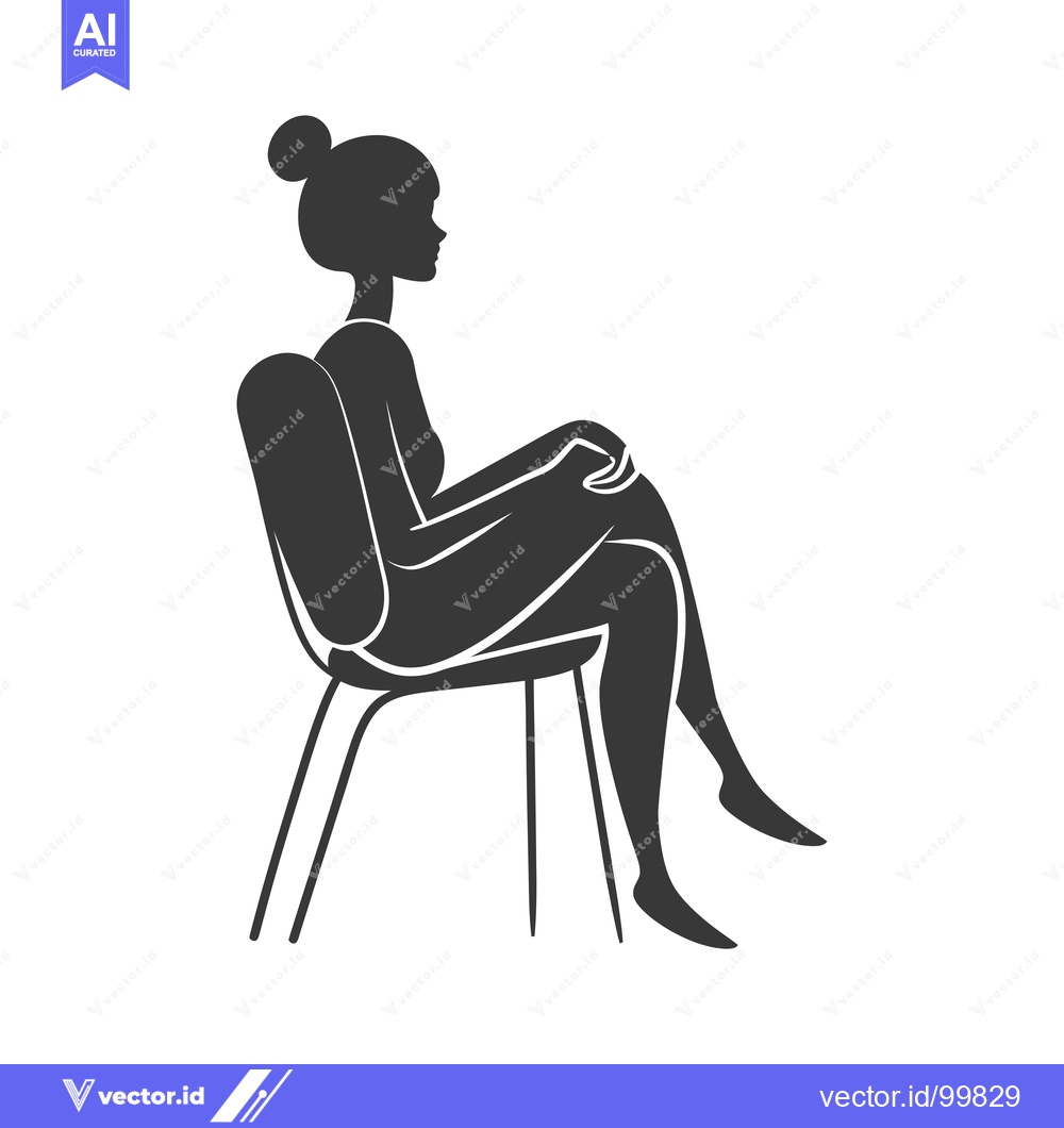Premium Vector dari Silhouette of a Woman Sitting on a Chair with One Leg Crossed