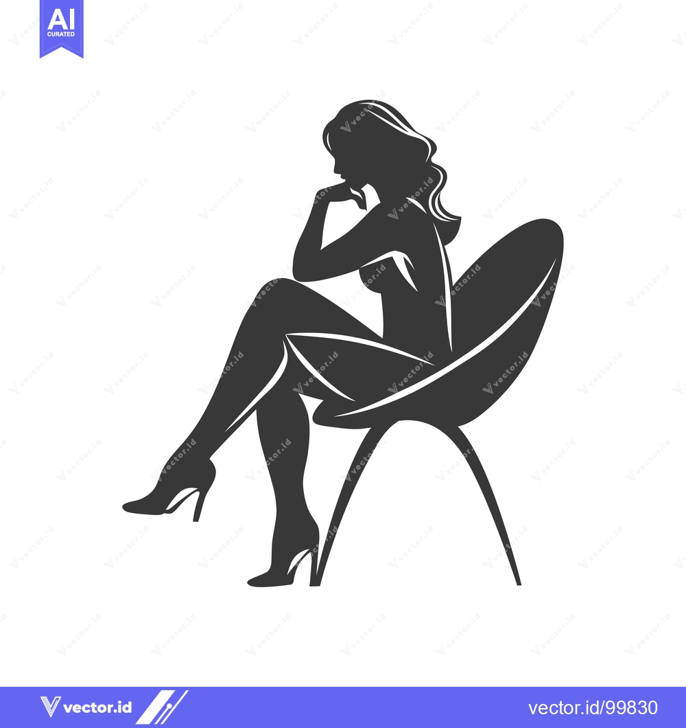 Premium Vector of Silhouette of a Woman Sitting on a Modern Chair