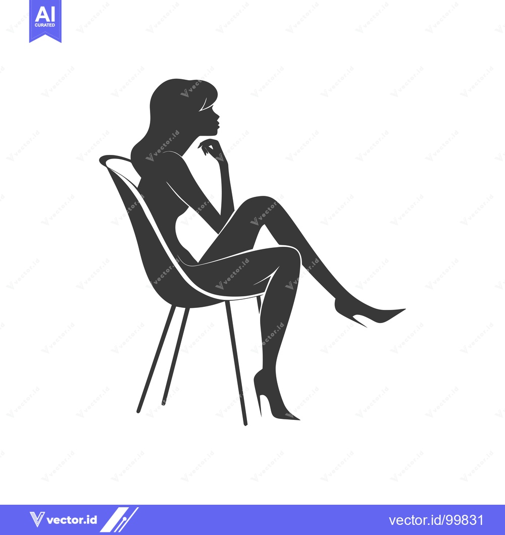 Premium Vector of Silhouette of a woman sitting on a modern chair with legs crossed